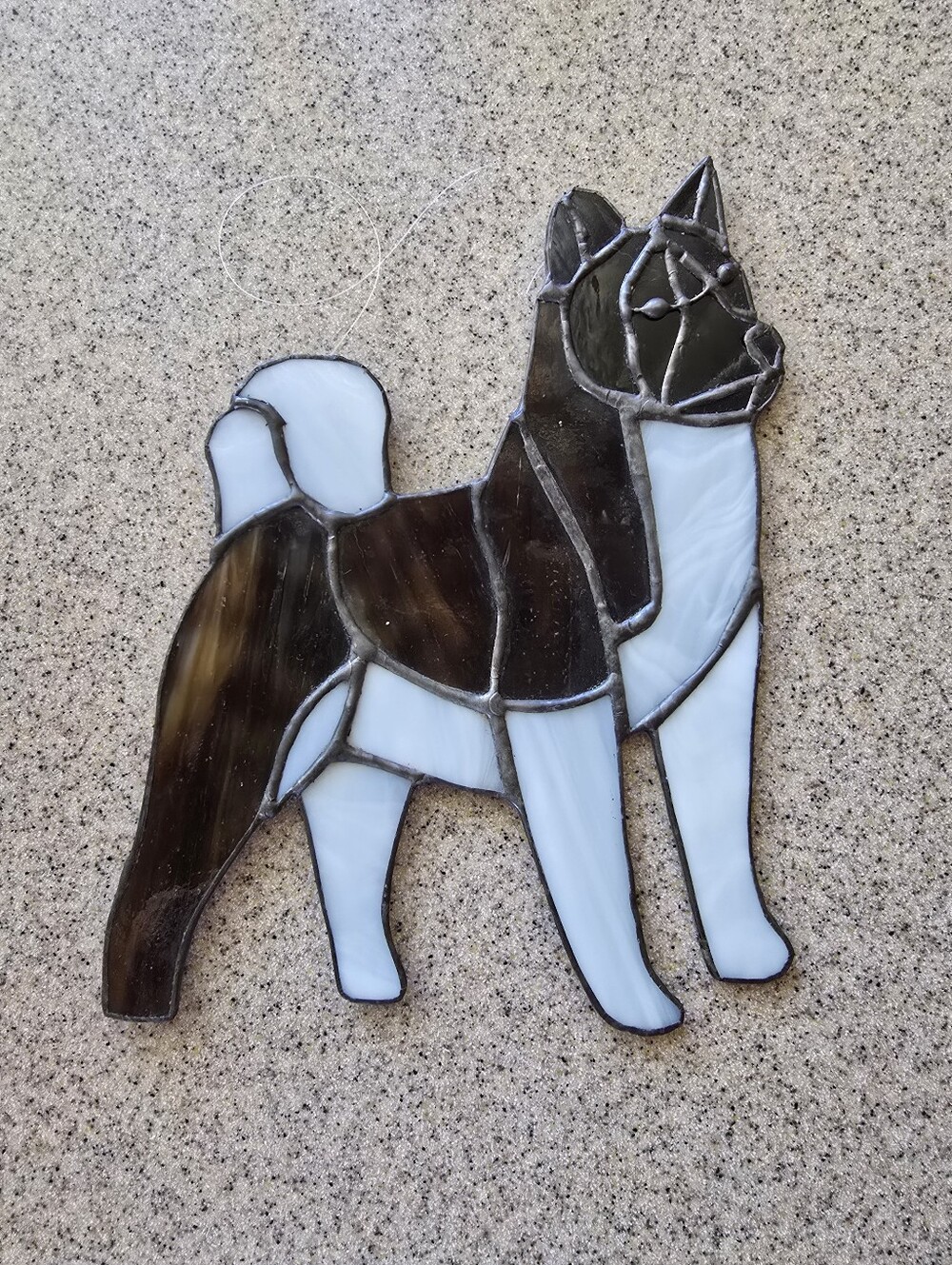 New Hand Made Stained Glass Akita Window Decor